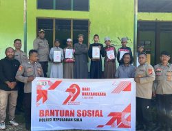 Sambut Hari Bhayangkara Ke-79, Polsek Sanana Salur Bansos